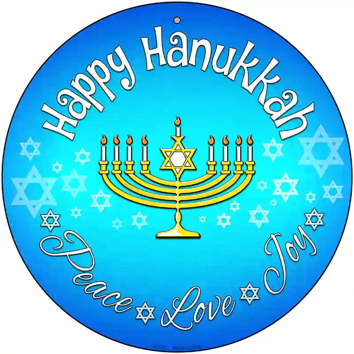 Happy Hanukkah Novelty Metal Circular Sign