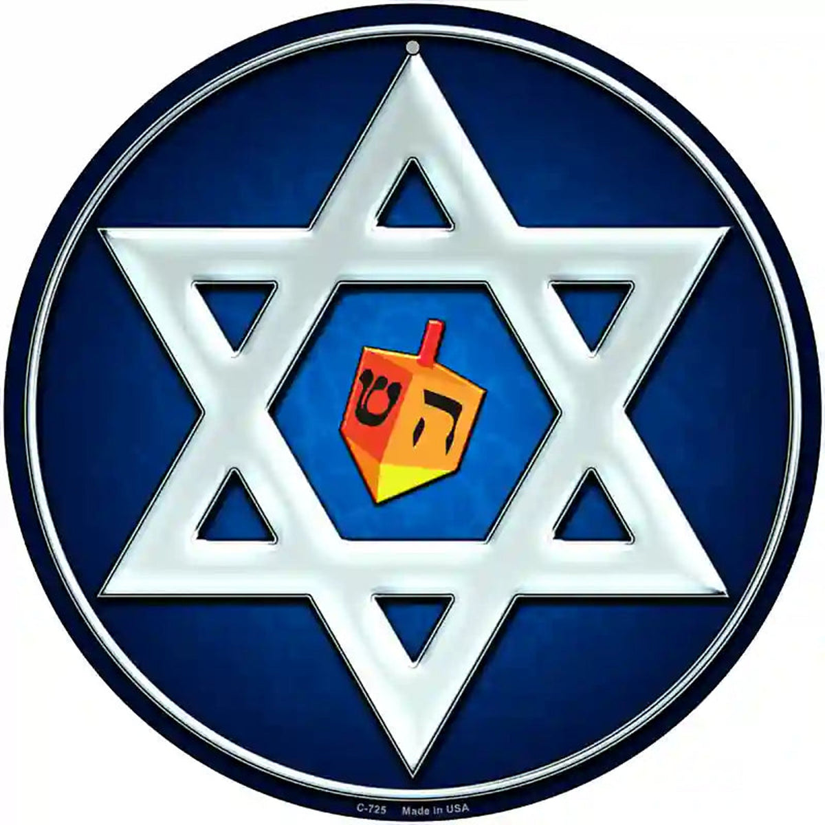 Hanukkah Star And Dreidel Novelty Metal Circular Sign
