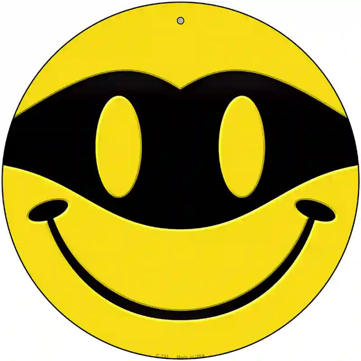 Masked Smile Novelty Metal Circular Sign