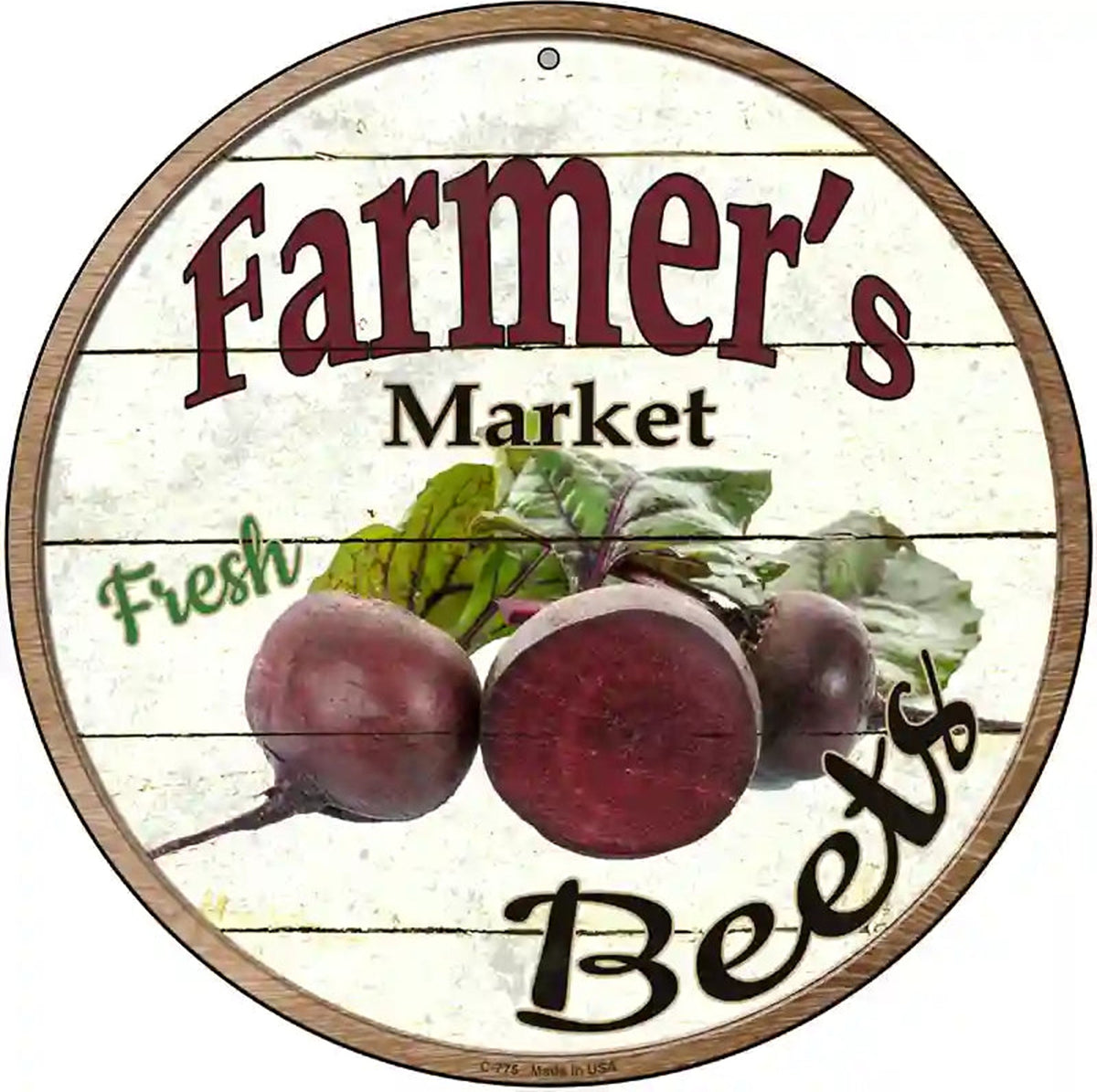 Farmers Market Beets Novelty Metal Circular Sign