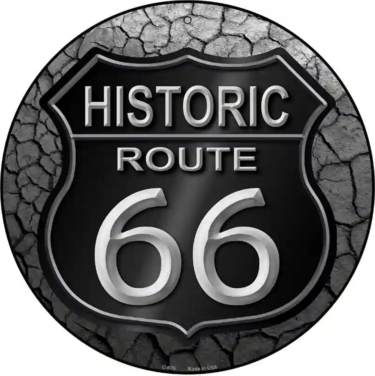Historic Route 66 Novelty Metal Circular Sign