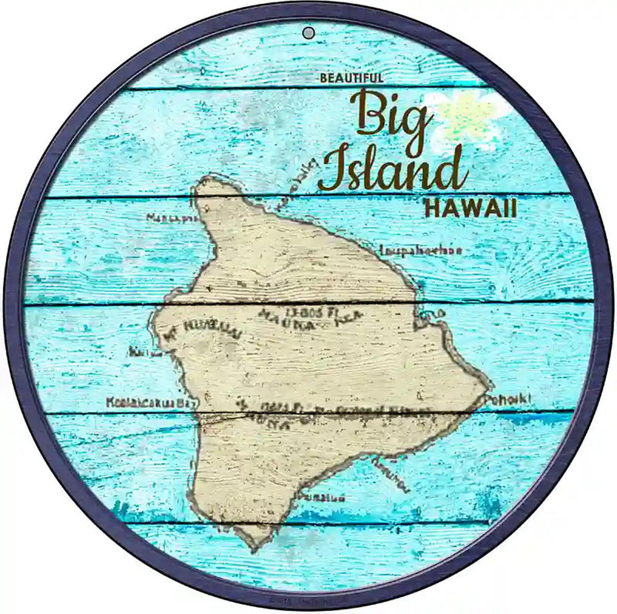 Big Island Hawaii Map Novelty Metal Circular Sign