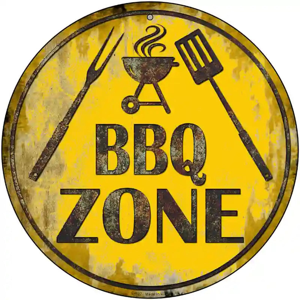 BBQ Zone Novelty Metal Circular Sign