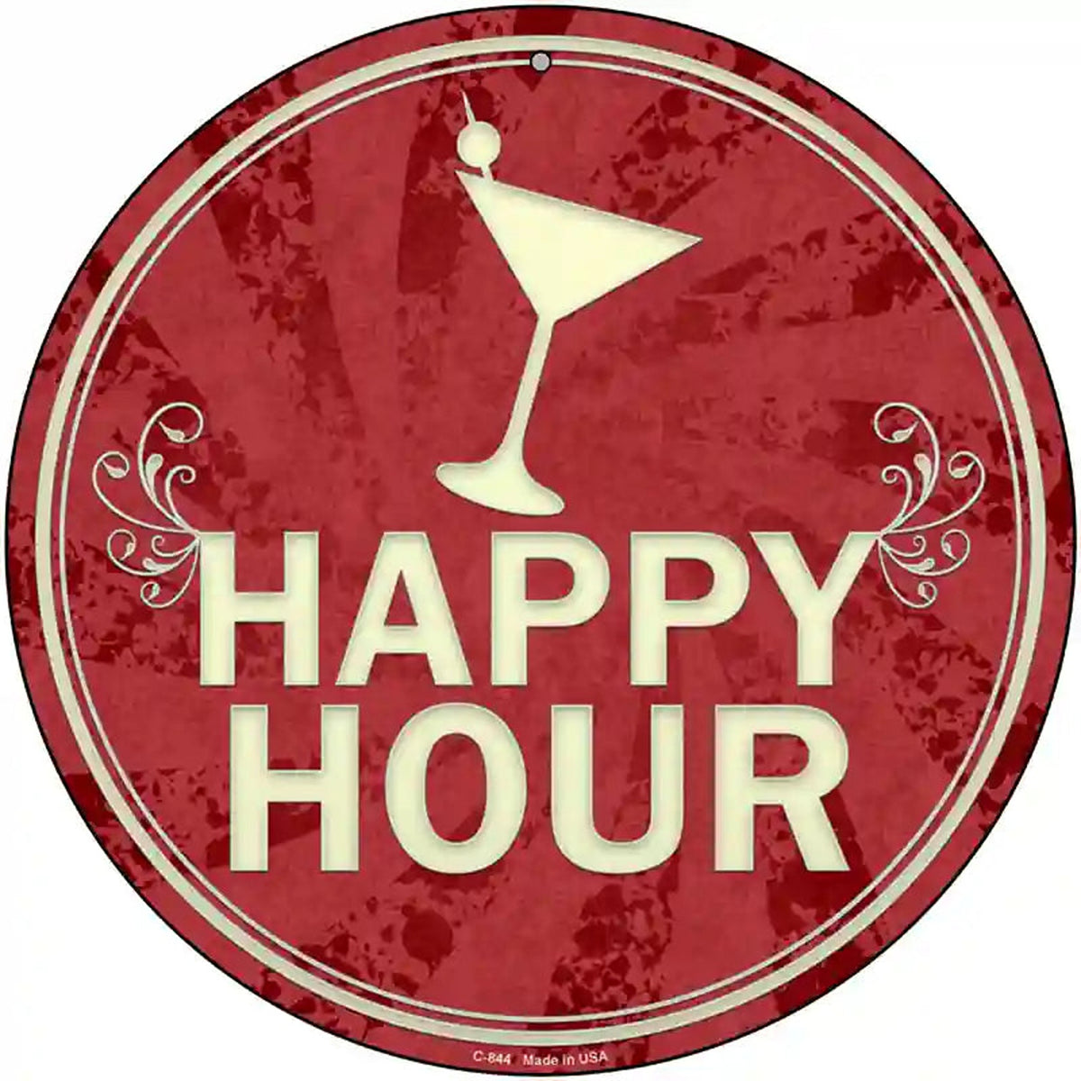 Happy Hour Novelty Metal Circular Sign