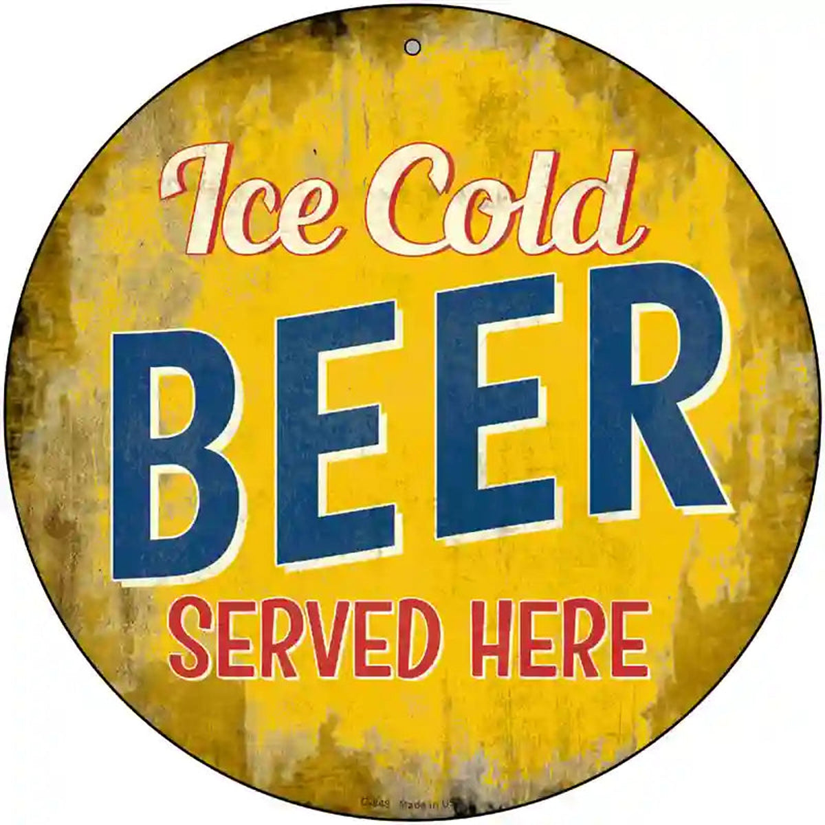Ice Cold Beer Served Here Novelty Metal Circular Sign