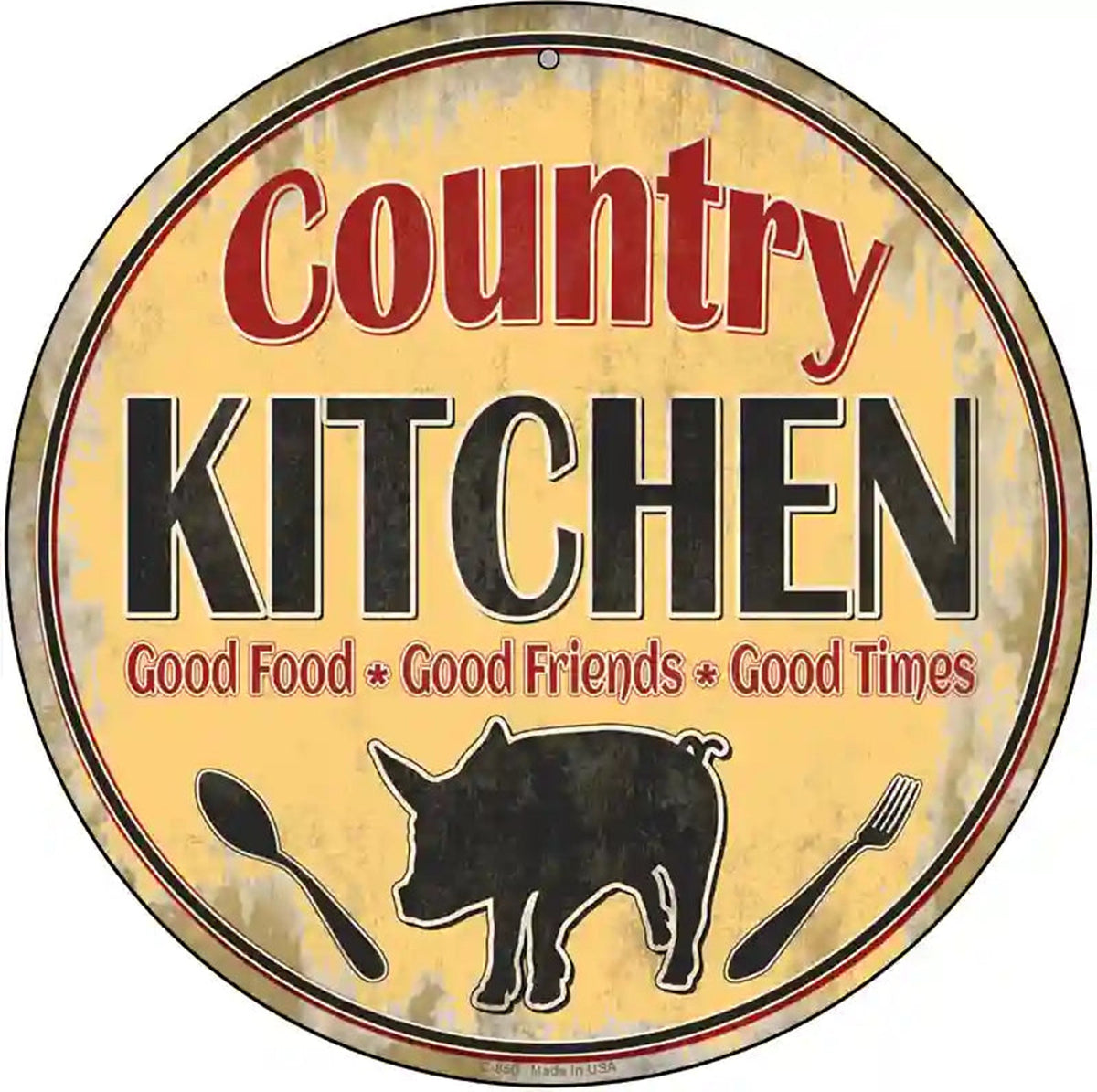 Country Kitchen Novelty Metal Circular Sign