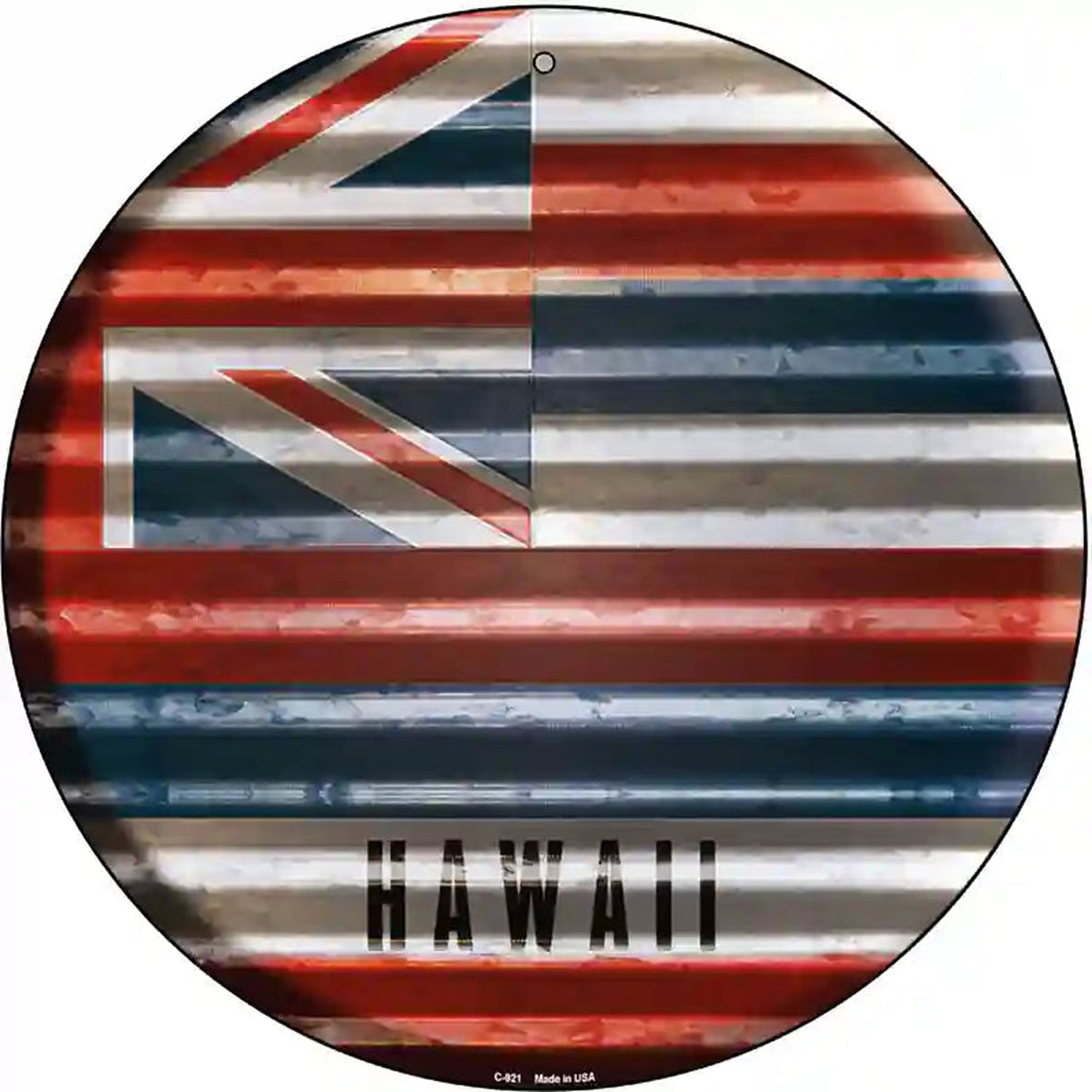 Hawaii Flag Corrugated Effect Novelty Circular Sign