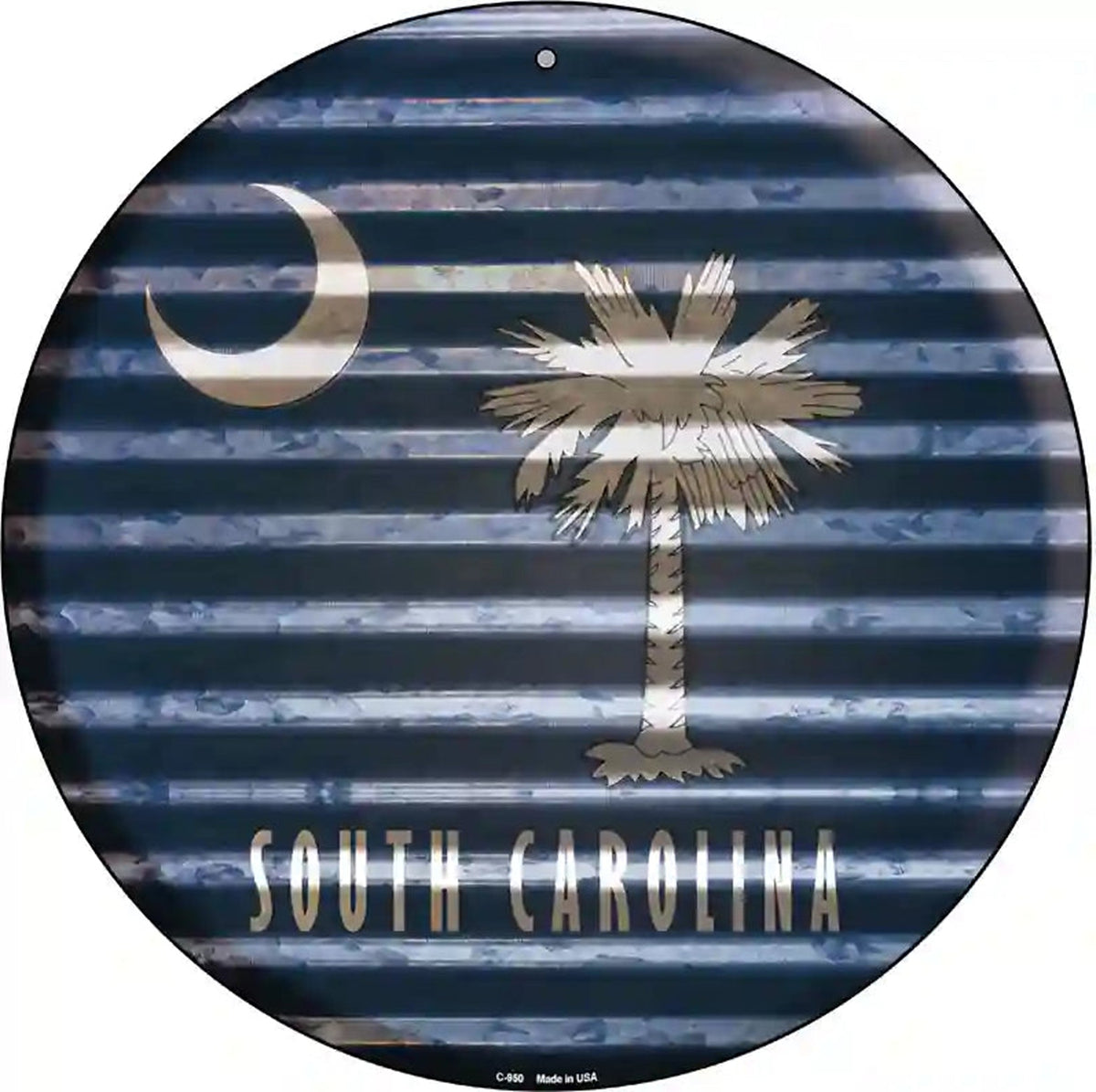 South Carolina Flag Corrugated Effect Novelty Circular Sign