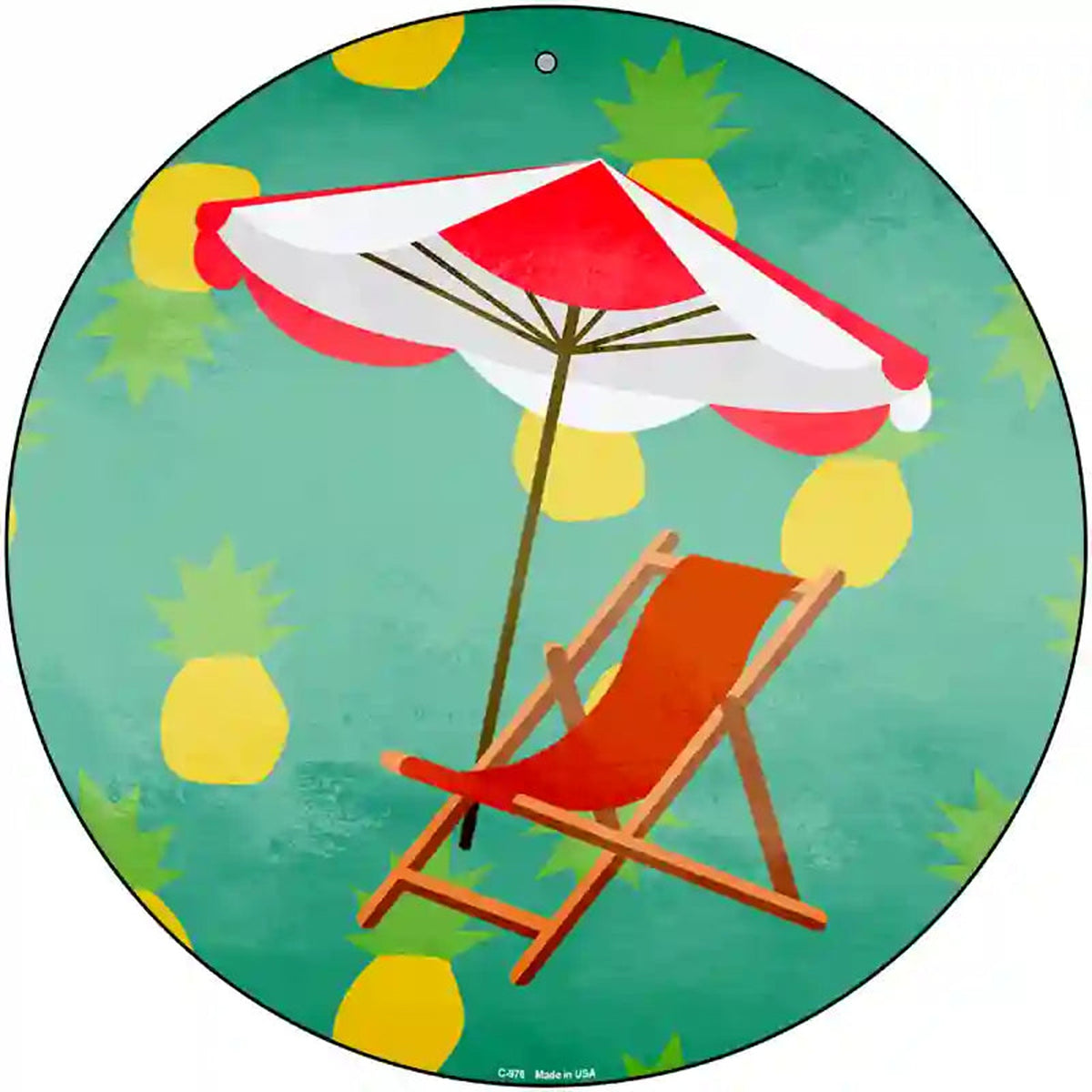 Chair and Umbrella Novelty Metal Circular Sign