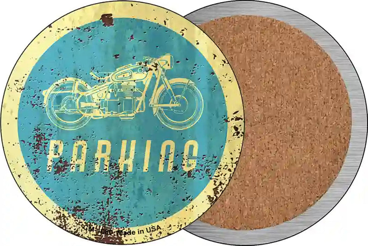 Motorcycle Parking Novelty Circle Coaster Set of 4