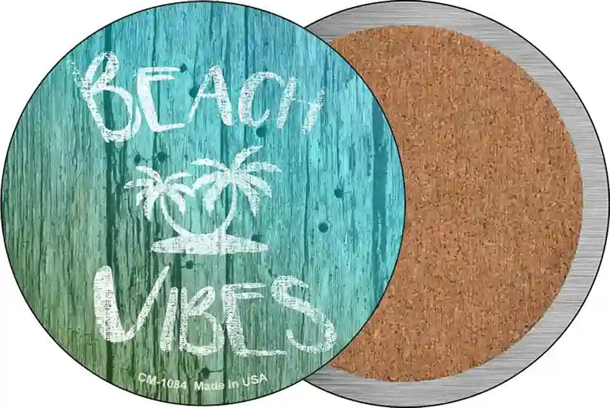 Beach Vibes Novelty Circle Coaster Set of 4