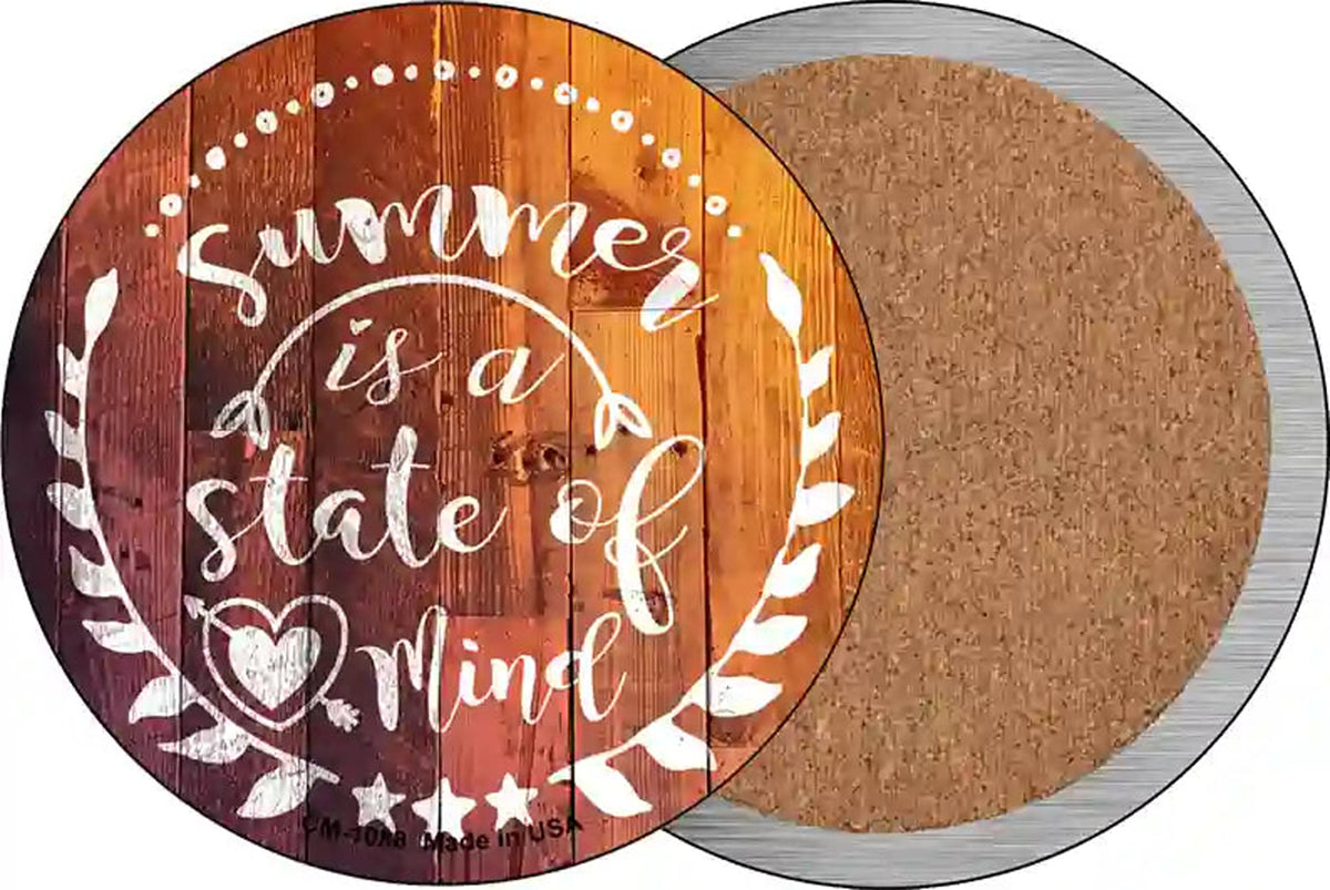 Summer State of Mind Novelty Circle Coaster Set of 4