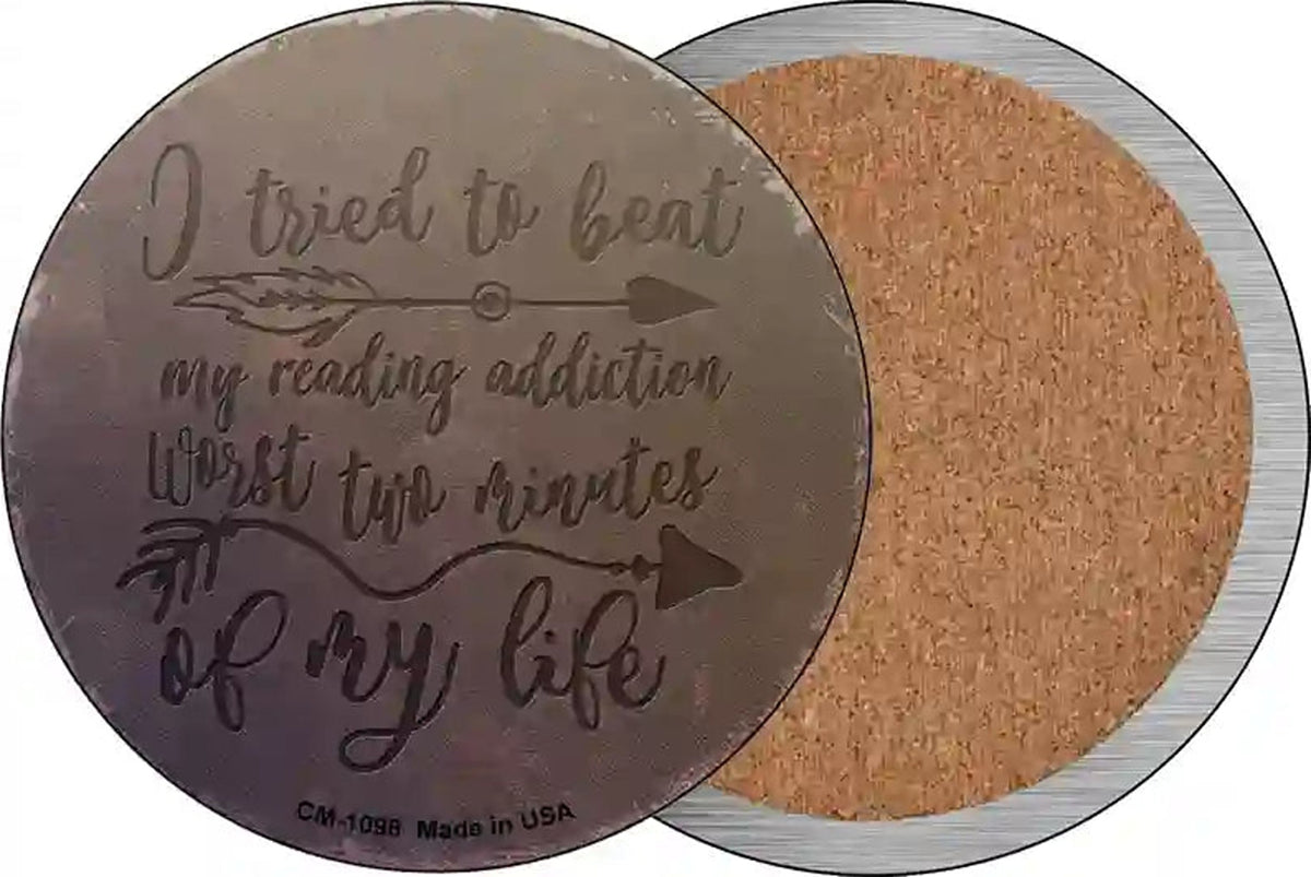 My Reading Addiction Novelty Circle Coaster Set of 4