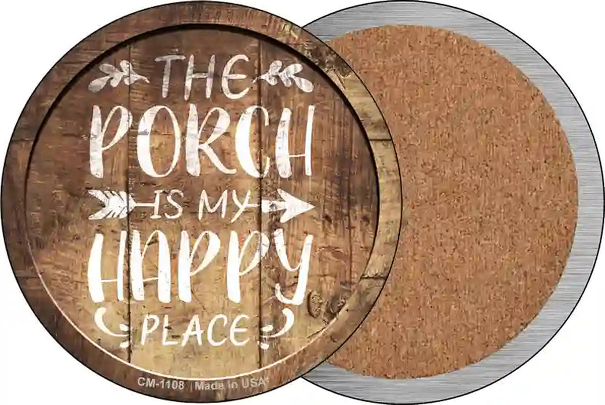 Porch Is My Happy Place Novelty Circle Coaster Set of 4