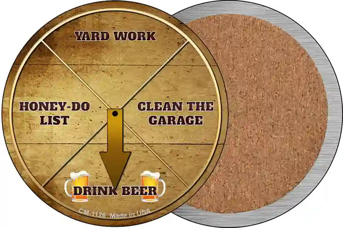 Drink Beer Novelty Circle Coaster Set of 4