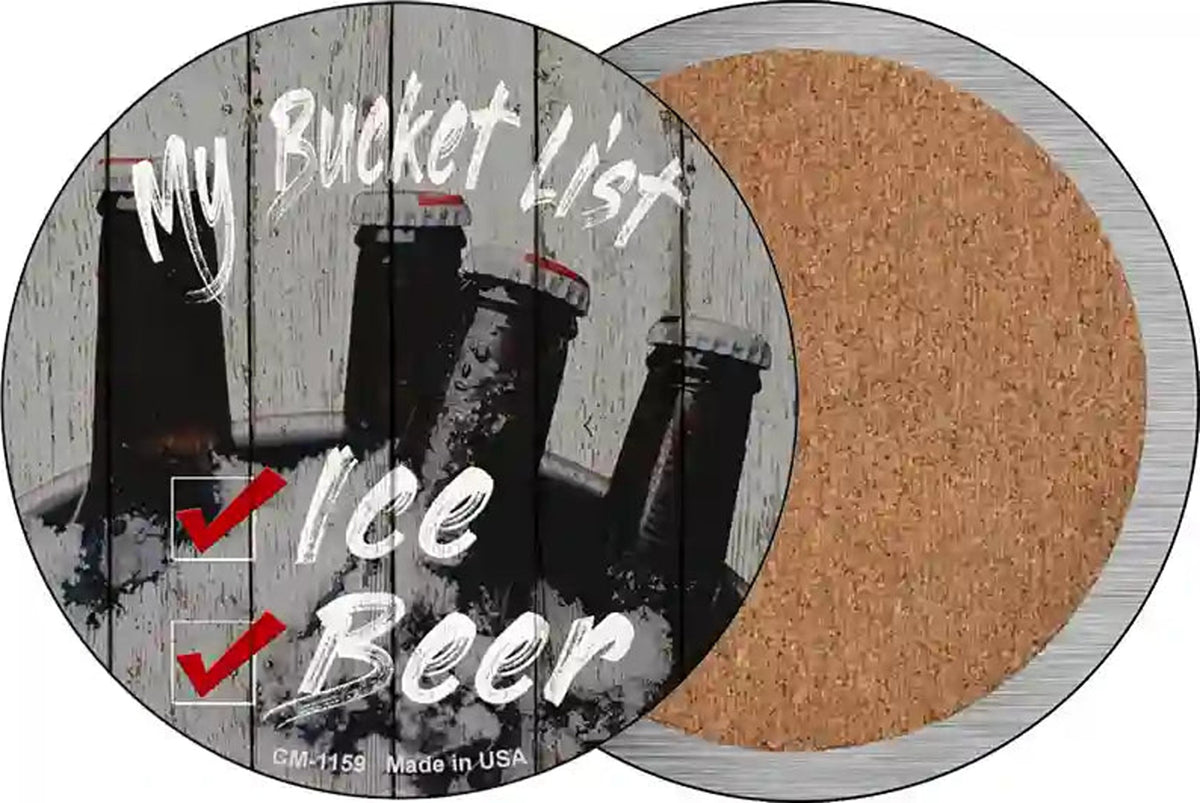 Bucket List Beer Novelty Circle Coaster Set of 4