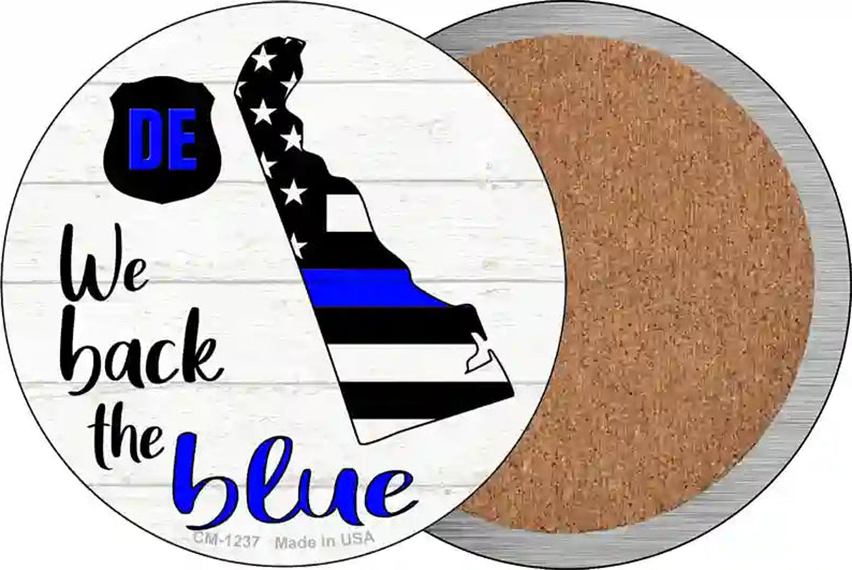 Delaware Back The Blue Novelty Circle Coaster Set of 4