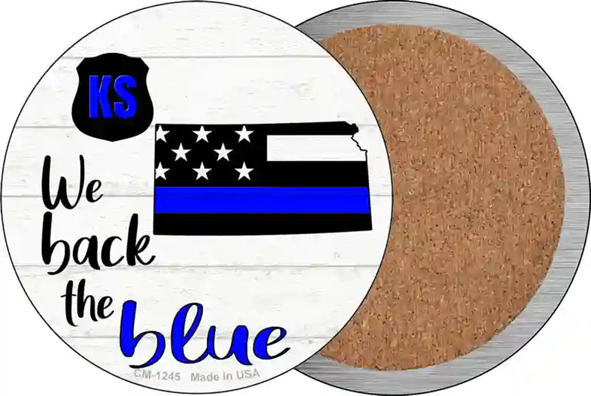 Kansas Back The Blue Novelty Circle Coaster Set of 4