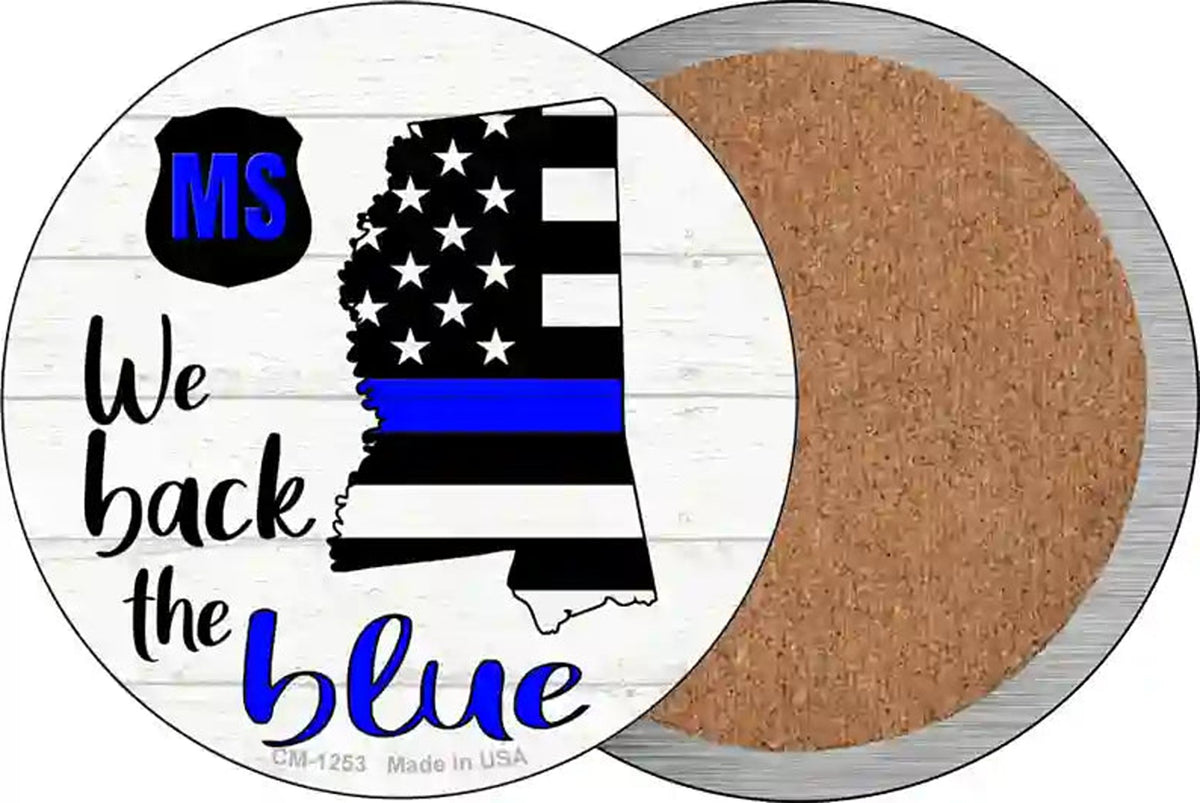 Mississippi Back The Blue Novelty Circle Coaster Set of 4