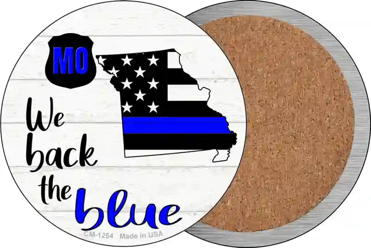 Missouri Back The Blue Novelty Circle Coaster Set of 4