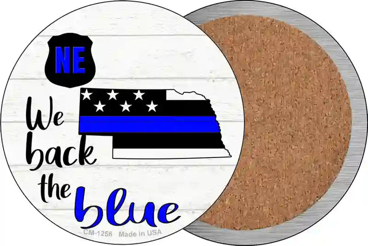 Nebraska Back The Blue Novelty Circle Coaster Set of 4