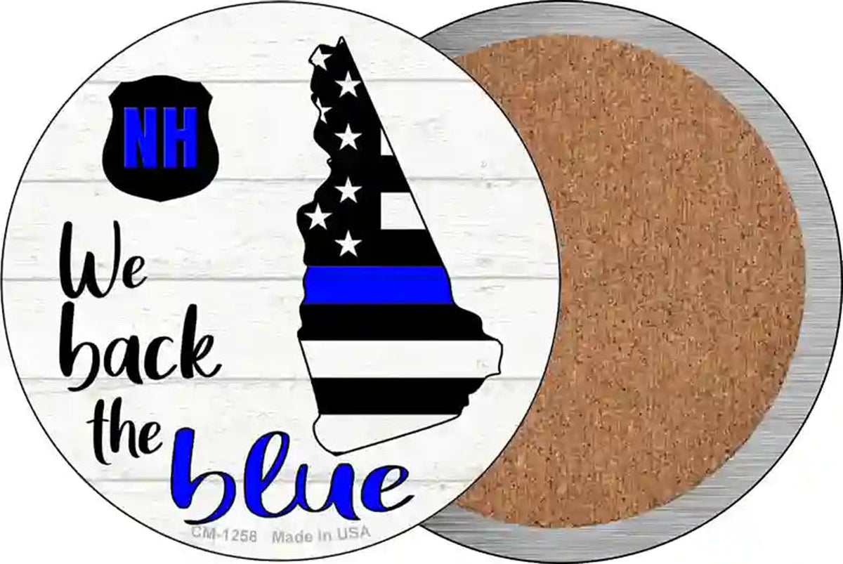New Hampshire Back The Blue Novelty Circle Coaster Set of 4