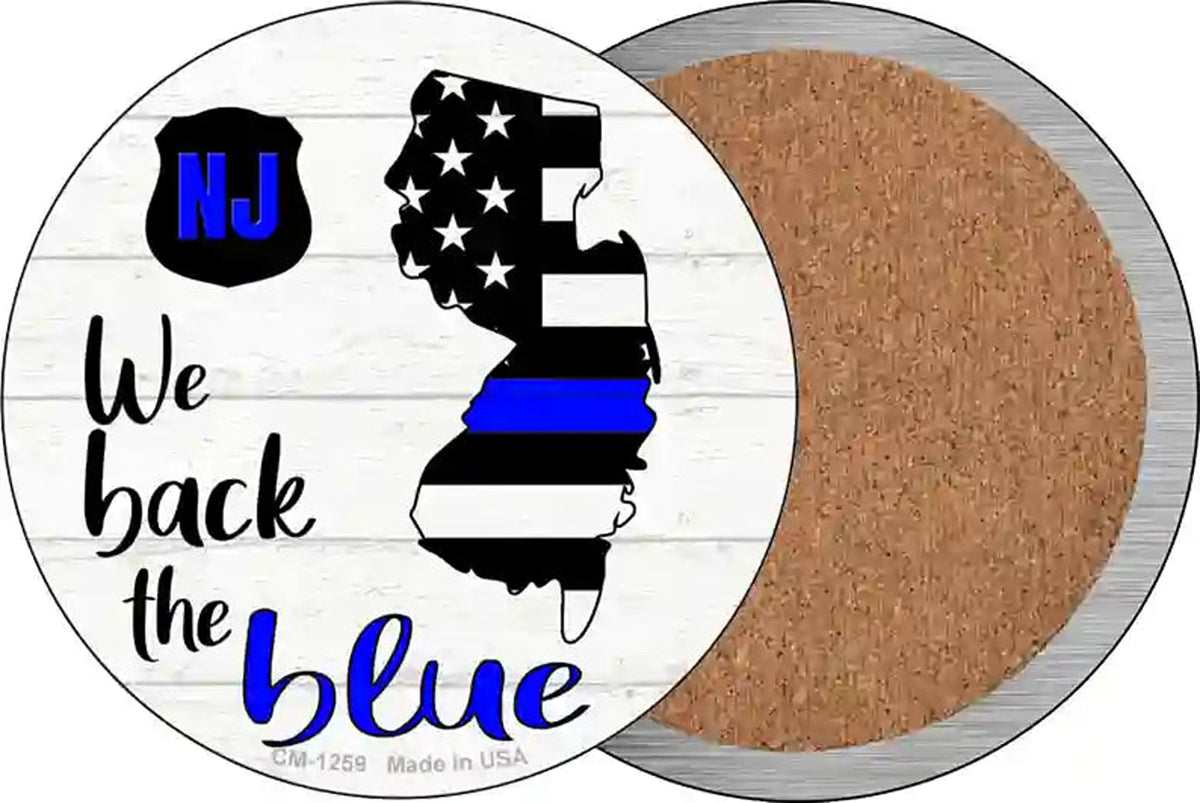 New Jersey Back The Blue Novelty Circle Coaster Set of 4