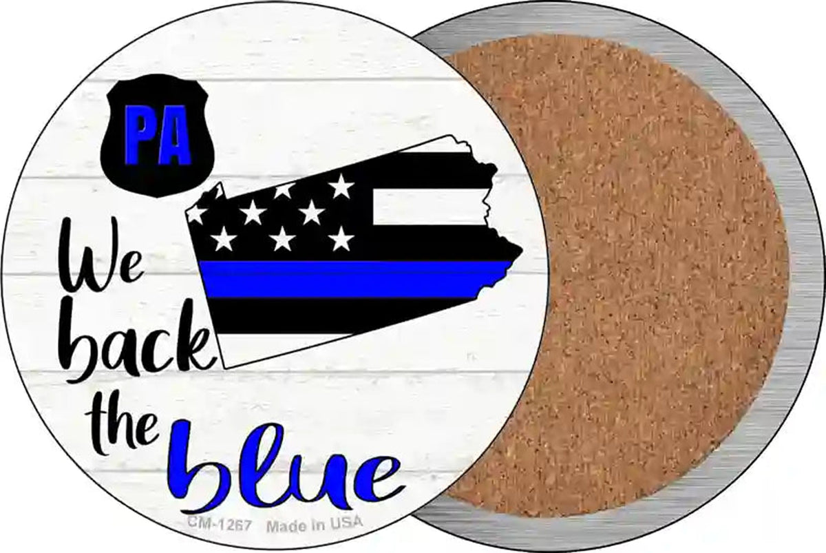 Pennsylvania Back The Blue Novelty Circle Coaster Set of 4