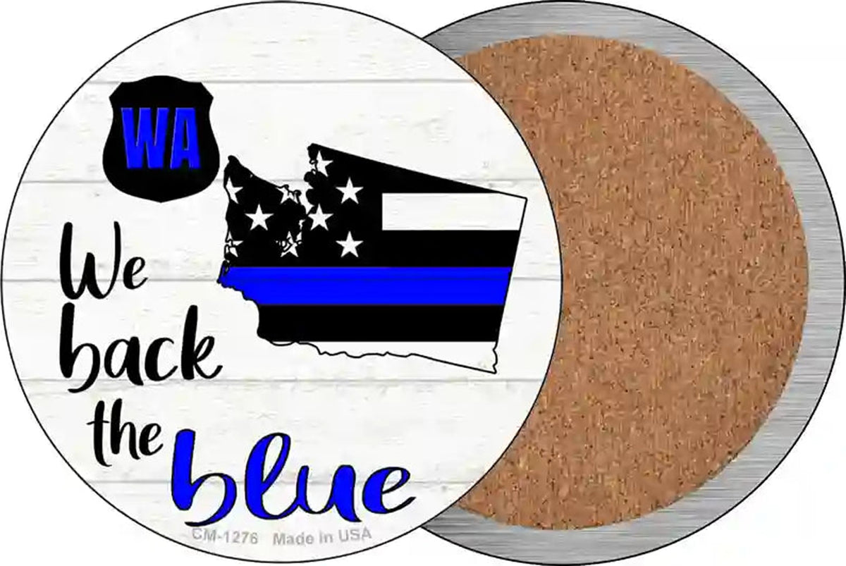 Washington Back The Blue Novelty Circle Coaster Set of 4