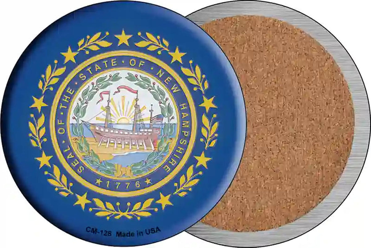 New Hampshire State Flag Novelty Circle Coaster Set of 4