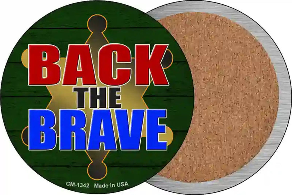 Back The Brave Sheriff Novelty Circle Coaster Set of 4