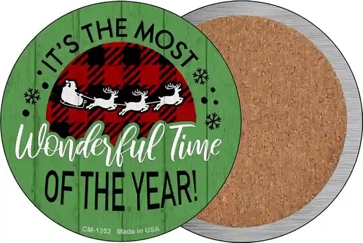 Most Wonderful Time Novelty Circle Coaster Set of 4
