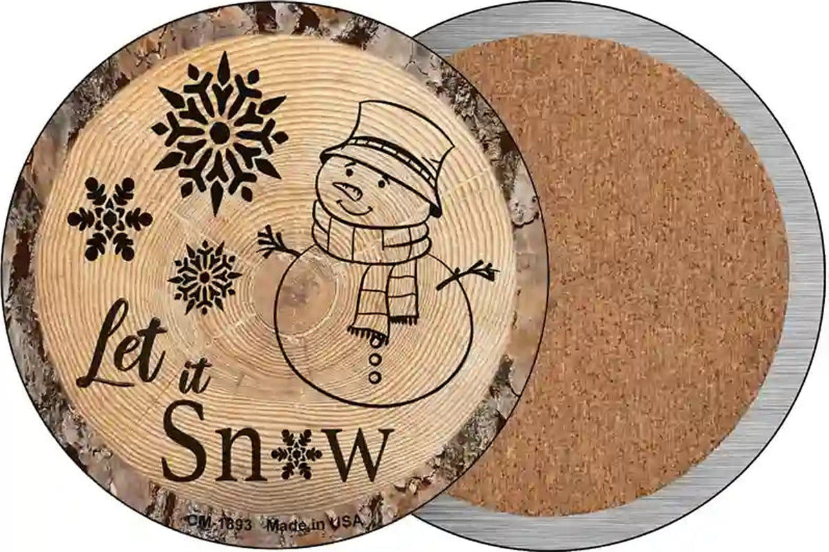 Let it Snow Novelty Circle Coaster Set of 4