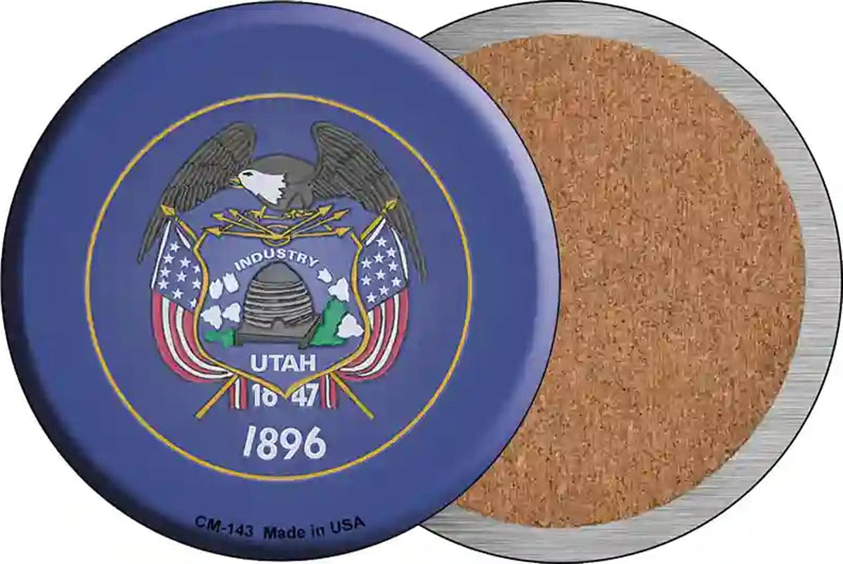 Utah State Flag Novelty Circle Coaster Set of 4