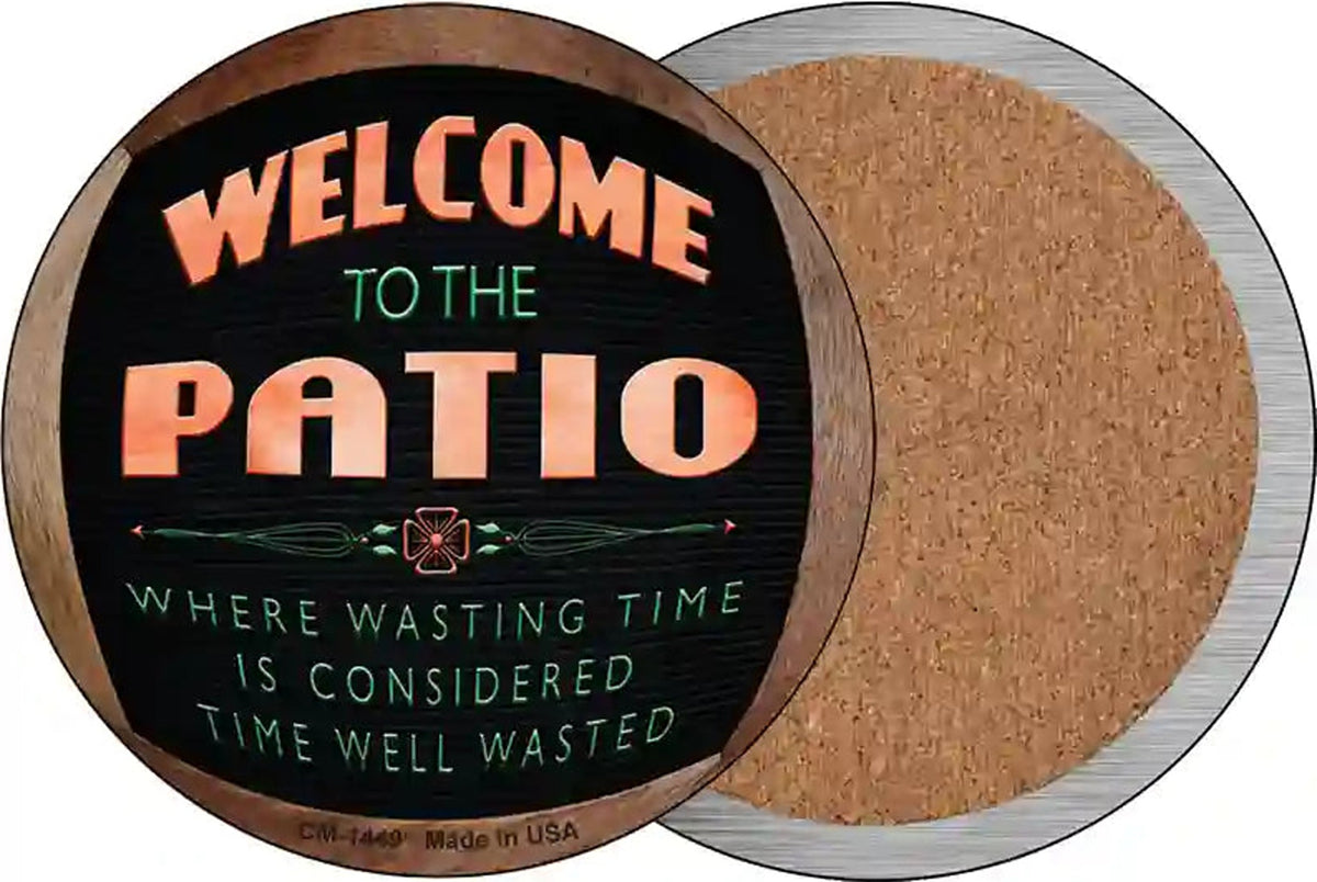 Welcome To The Patio Novelty Circle Coaster Set of 4