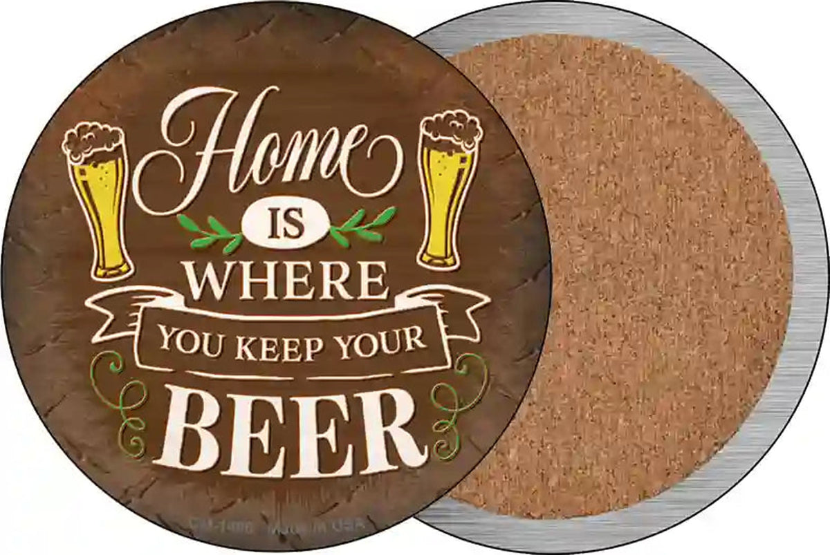 Where You Keep Your Beer Novelty Circle Coaster Set of 4