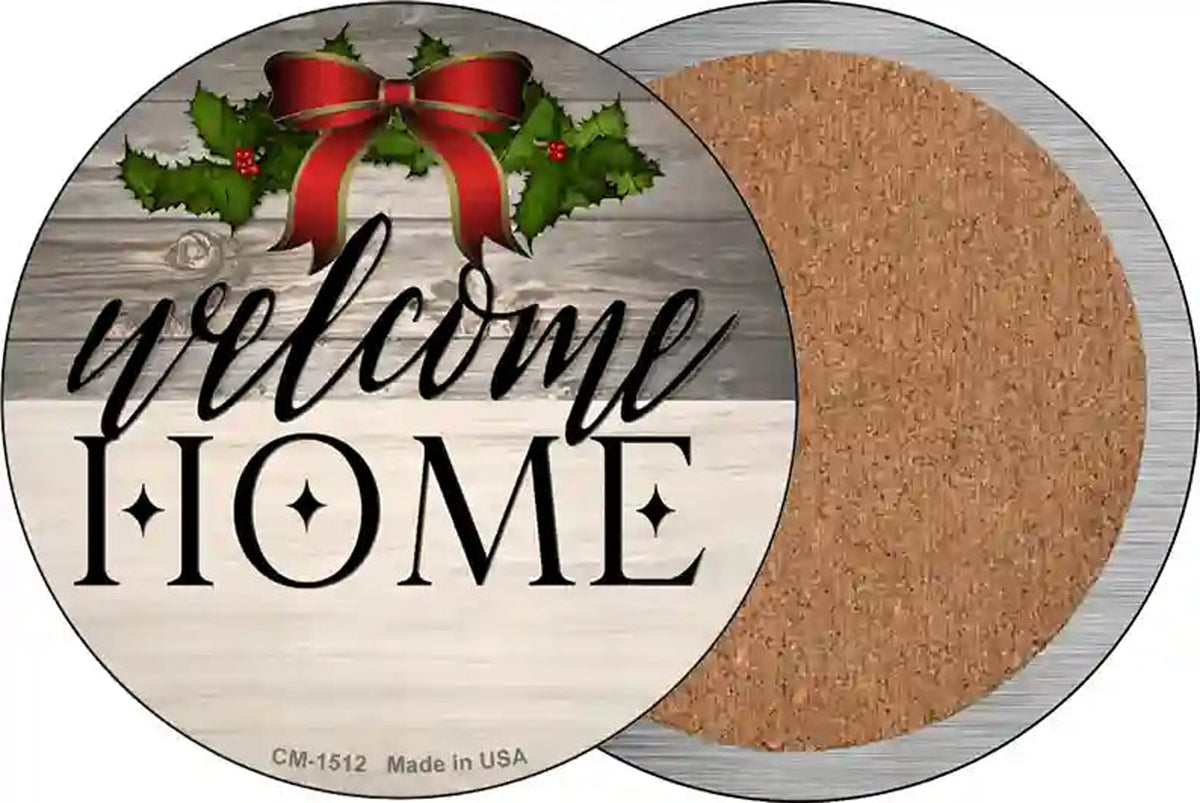 Welcome Home Ribbon Novelty Circle Coaster Set of 4