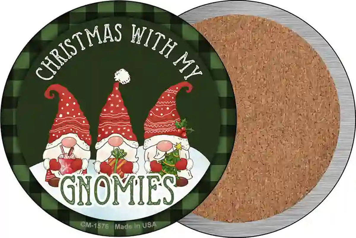 Christmas with my Gnomies Novelty Circle Coaster Set of 4