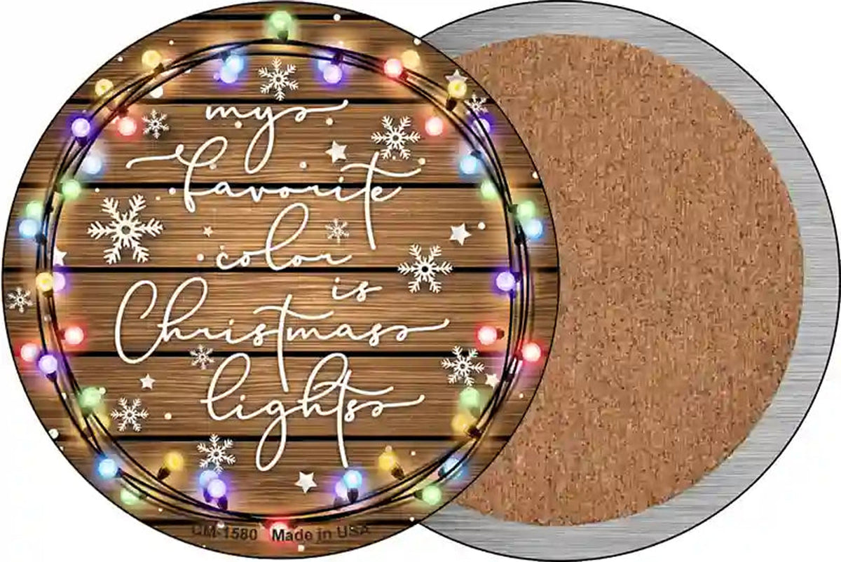 Christmas Lights Novelty Circle Coaster Set of 4