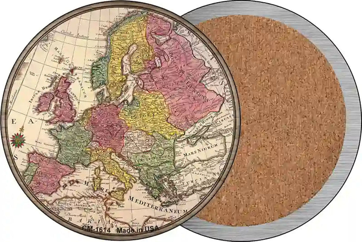 Europe Map Novelty Circle Coaster Set of 4