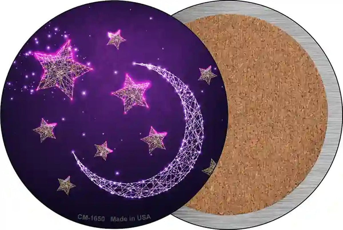 Moon and Stars Novelty Circle Coaster Set of 4