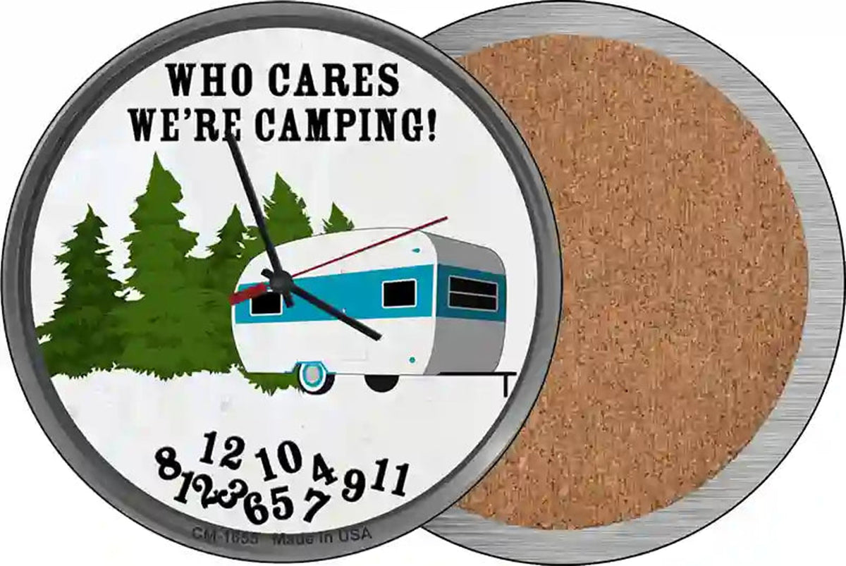 Who Cares We Are Camping Novelty Circle Coaster Set of 4