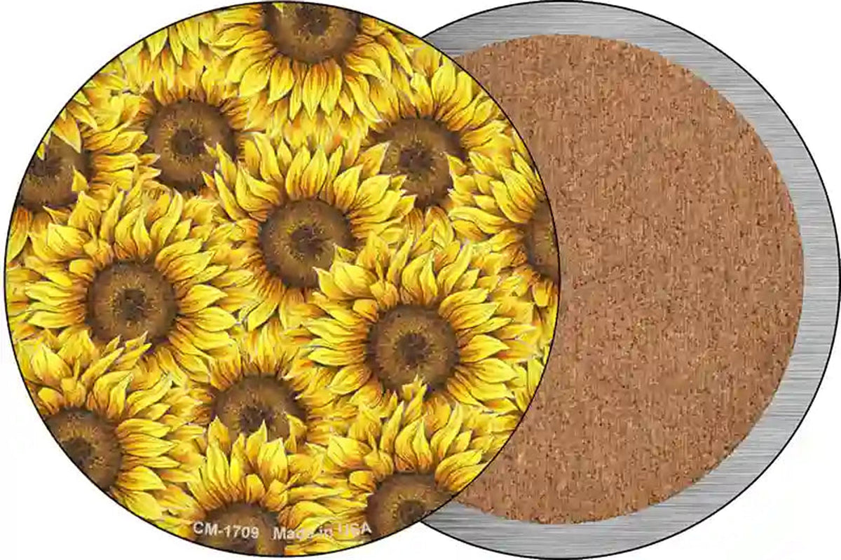 Sunflowers Filled Novelty Circle Coaster Set of 4