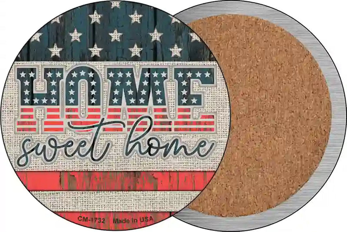 Home Sweet Home Worn Wood Novelty Circle Coaster Set of 4