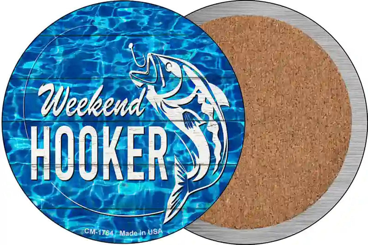 Weekend Hooker Bass Water Background Novelty Circle Coaster Set of 4