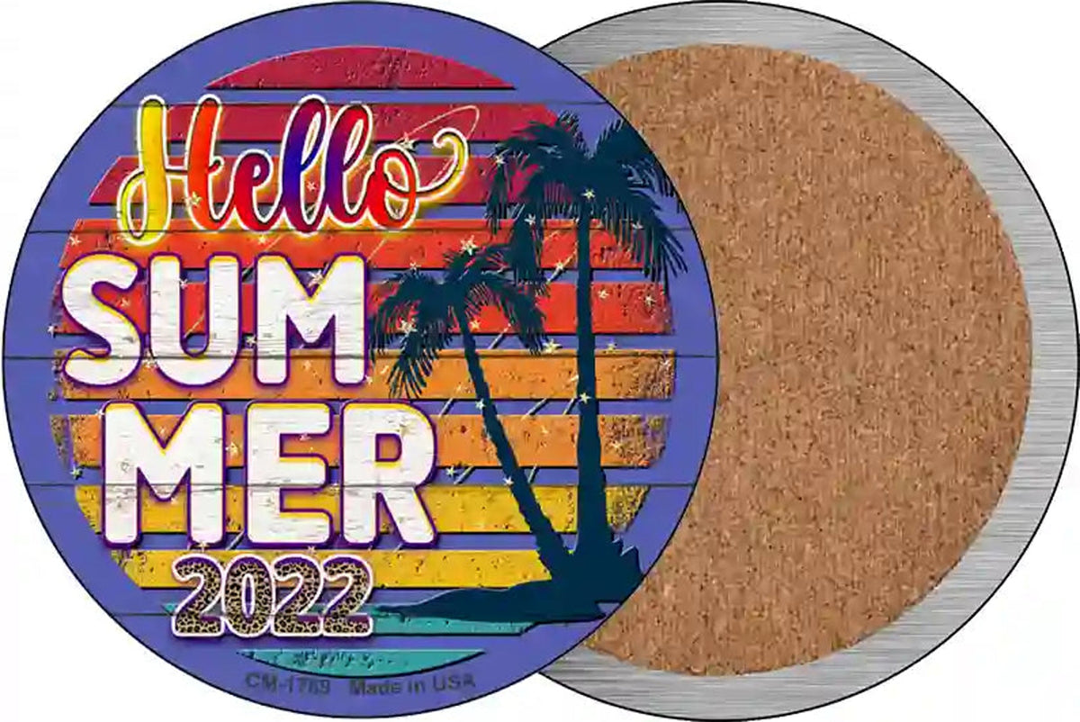 Hello Summer 2022 Novelty Circle Coaster Set of 4
