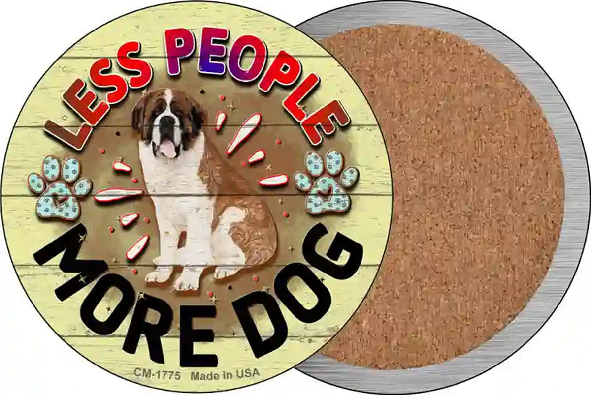 Less People More Dog Novelty Circle Coaster Set of 4