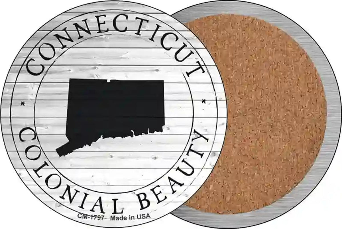 Connecticut Colonial Beauty Novelty Circle Coaster Set of 4