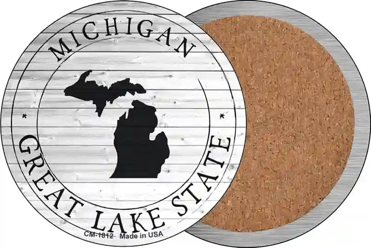 Michigan Great Lake State Novelty Circle Coaster Set of 4
