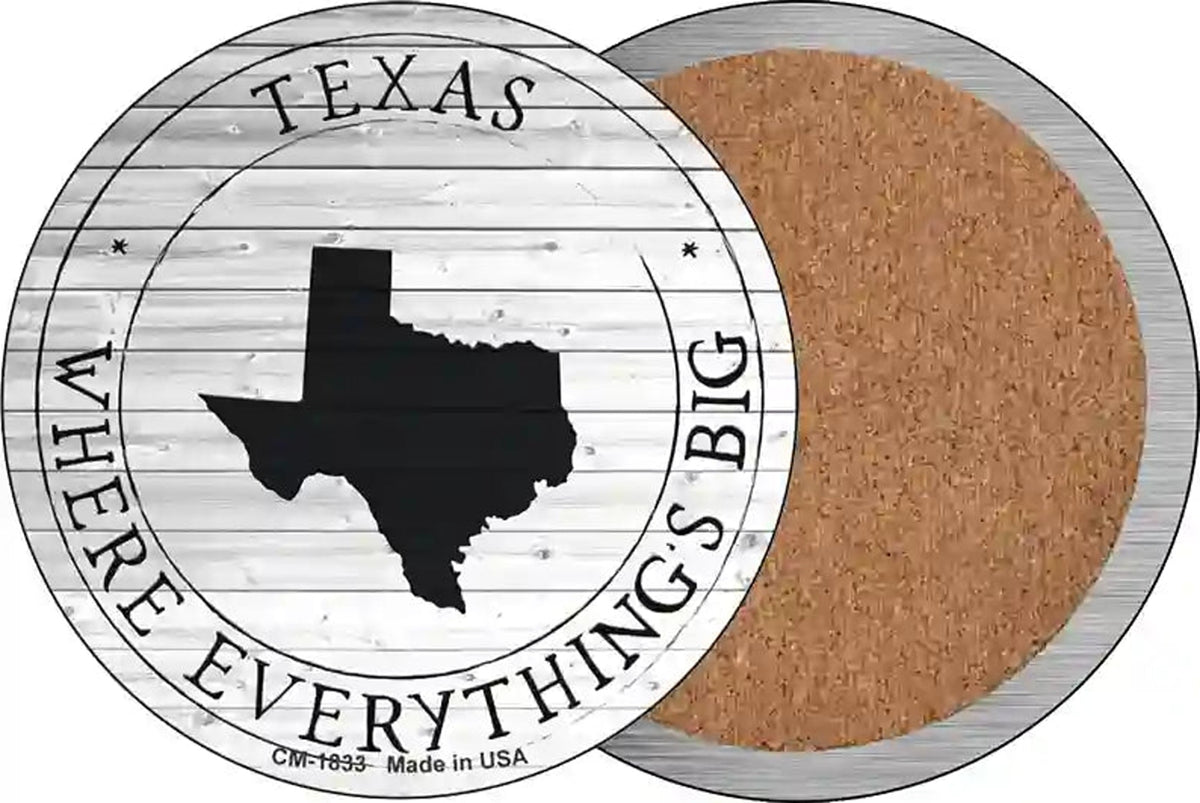 Texas Where Everythings Big Novelty Circle Coaster Set of 4